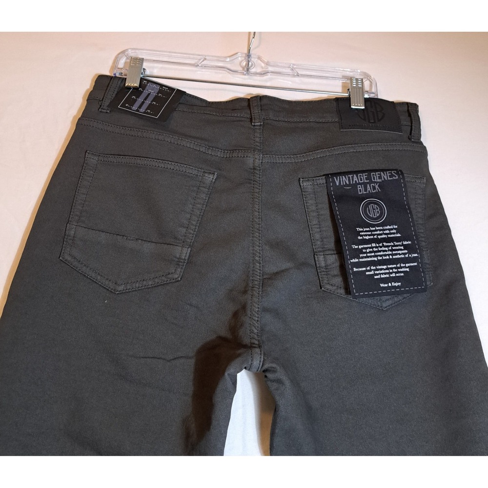 VGB Vintage Genes Black Slim Fit Gray French Terry Denim Jeans Mens 34X30 - Picture 3 of 10